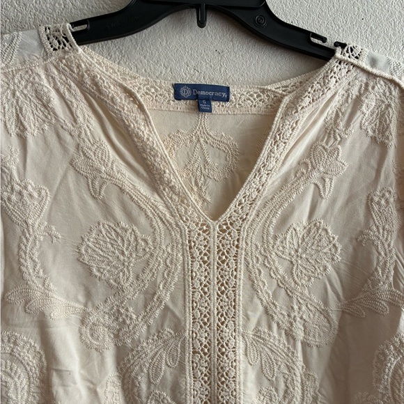 Democracy Women's Crochet Cotton Peplum Top S - Picture 6 of 11